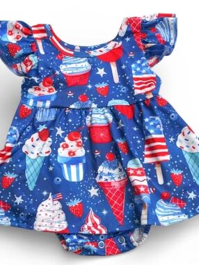 Blue Patriotic Ice Cream Dress Bodysuit